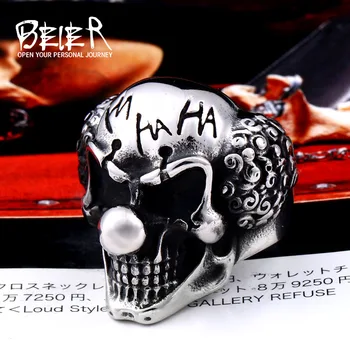

Beier new store 316L Stainless Steel Clown men's punk ring joker face design Best ball gift for friends Dropshipping LLBR8-642R