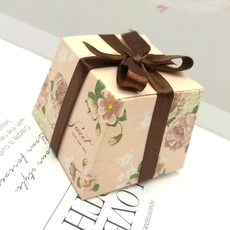 

45pcs Flower Blooming Our Love Story Peach Pink Wedding Paper Gift Candy Box Anniversary Valentine's Day Favor box