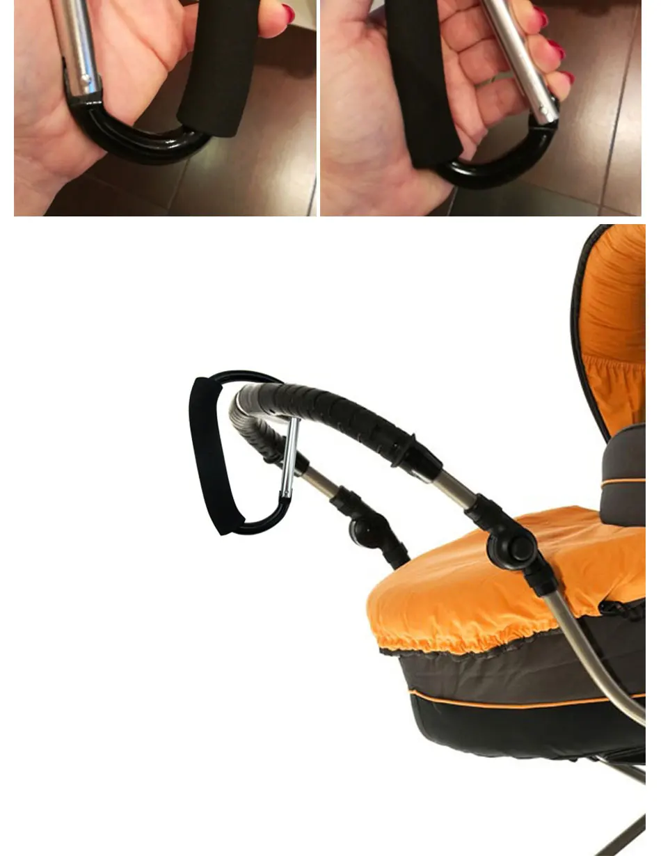 Baby Stroller Hooks High Quality Button Carabiner Shopping Bag Carriage Hooks Pushchair Stroller Accessory 
