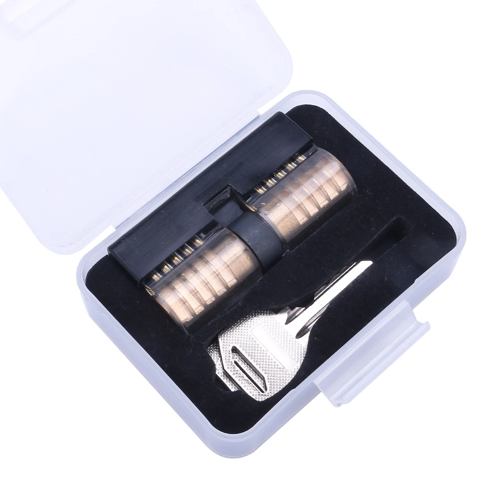 

Transparent Lock Cutaway Inside View of Practice Door Lock Pick Training Skill For Beginner With Black Silicone Holster