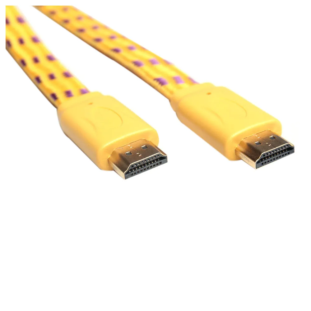1,8 м HDMI к HDMI медный сердечник с тканой сеткой плоский аудио видеокабель HDMI шнур цвет: желтый