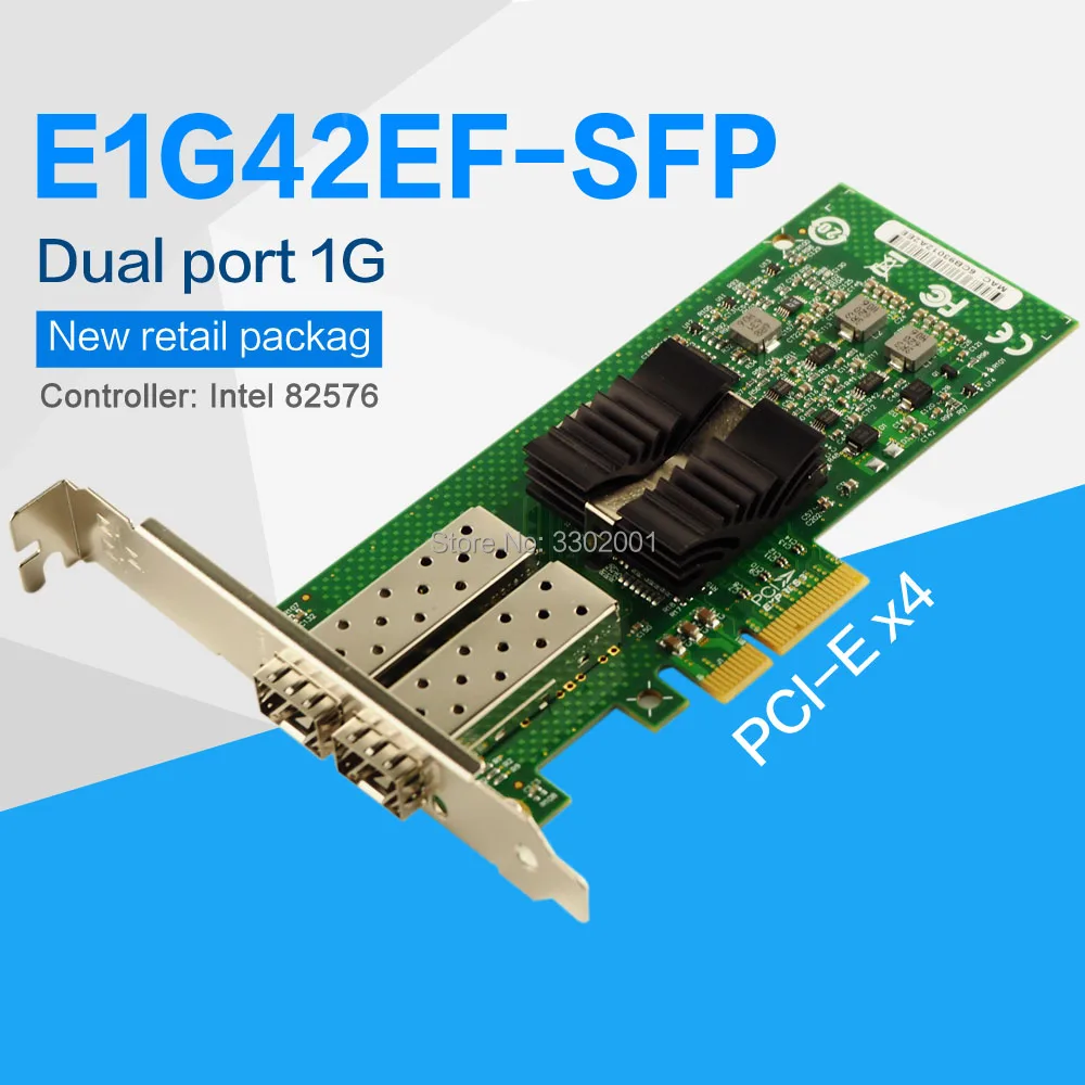 

FANMI E1G42EF-SFP Dual Port SFP PCI-E X4 Fiber Server Adapter NIC intel 82576 Controller