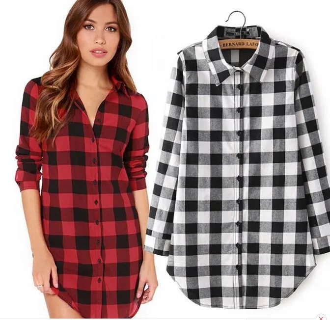 Compra Para mujer rojo camisa de franela a cuadros online