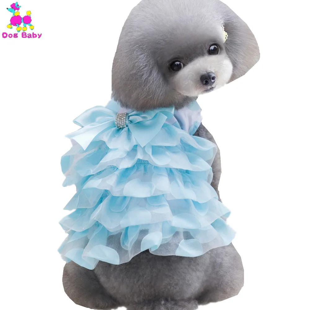 DOGBABY Puppy Dogs Cats Dresses Dot Pattern Polyester Pink Blue Yellow Color Clothes For Teddy Yorkshire Spring Summer Pet Skirt | Дом и сад