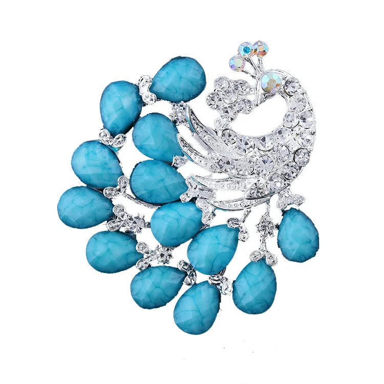 

DISHRANNew Fashion Personality Peacock Brooch Beautiful Animal Bird Crystal Brooch Pin Best Wedding Jewelry