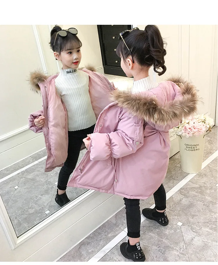 Модная зимняя куртка для девочек; одежда для детей; зимняя одежда; однотонная куртка для девочек; зимняя одежда для девочек; детское зимнее пальто