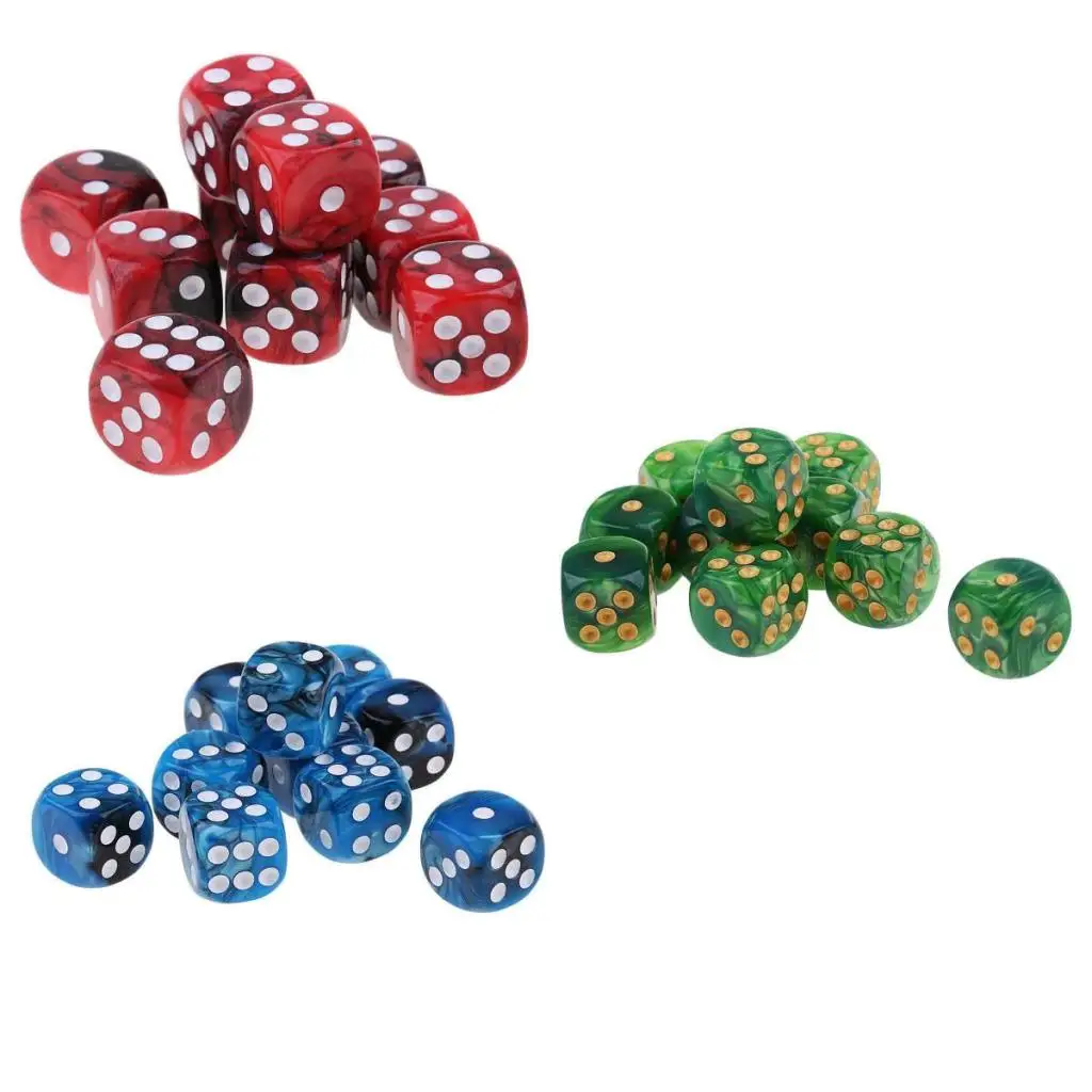 MagiDeal 30Pcs 16mm Six Sided D6 Dices Party Fun Toy for RPG MTG DND Dungeons and Dragons Gambling Craps