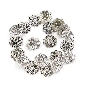 

20pcs 18*8mm Tibetan Silver Flower Bead Caps Big Loose Spacer Beads For Jewelry Making Handmade Accessories Wholesale Supply