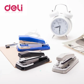 Deli 1pcs rotatable Metal Manual Staplers three random color large size office school paper binding Stapleser deli 0102 color random delivery paper punch metal practical design manual school office double hole 12mm deep paper punch