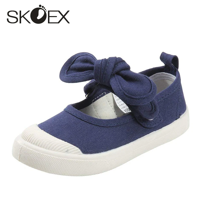 

SKOEX Girls Canvas Shoes Bowknot Sneakers Slip-on Mary Jane Flats Childrens Princess Shoe Kids Espadrilles (Toddler/Little Girl)