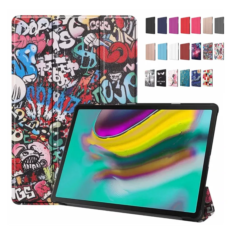

PU Leather Painted Folio Stand Case For Samsung Galaxy Tab S5E 10.5 2019 SM-T720 SM-T725 Magnetic Smart Tablet Cover+Film+Stylus