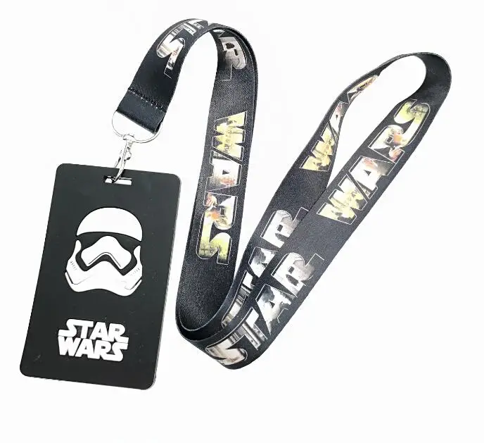 

Retail 1 pcs anime cartoon Star Wars pvc Card Holder Identity Badge with Lanyard Neck Strap Card Bus ID Holders With Key Chain