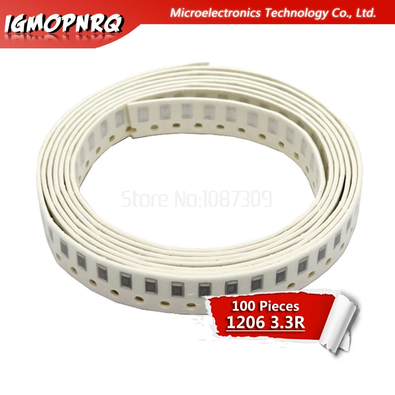 

100 шт 1206 SMD резистор 5% 3,3 Ом Чип резистор 0,25 Вт 1/4 Вт 3.3R 3R3