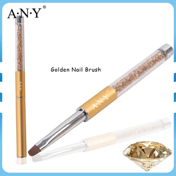

Free Shipping ANY Golden Rhinestone Handle Oval Nylon Hair Gel Nail Brush With Metal Cap 4# Single Piece