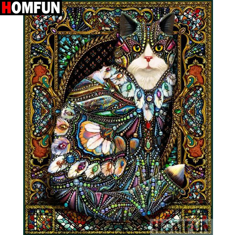 Алмазная вышивка HOMFUN 5D картина мультяшный Кот с квадратными/круглыми сверлами