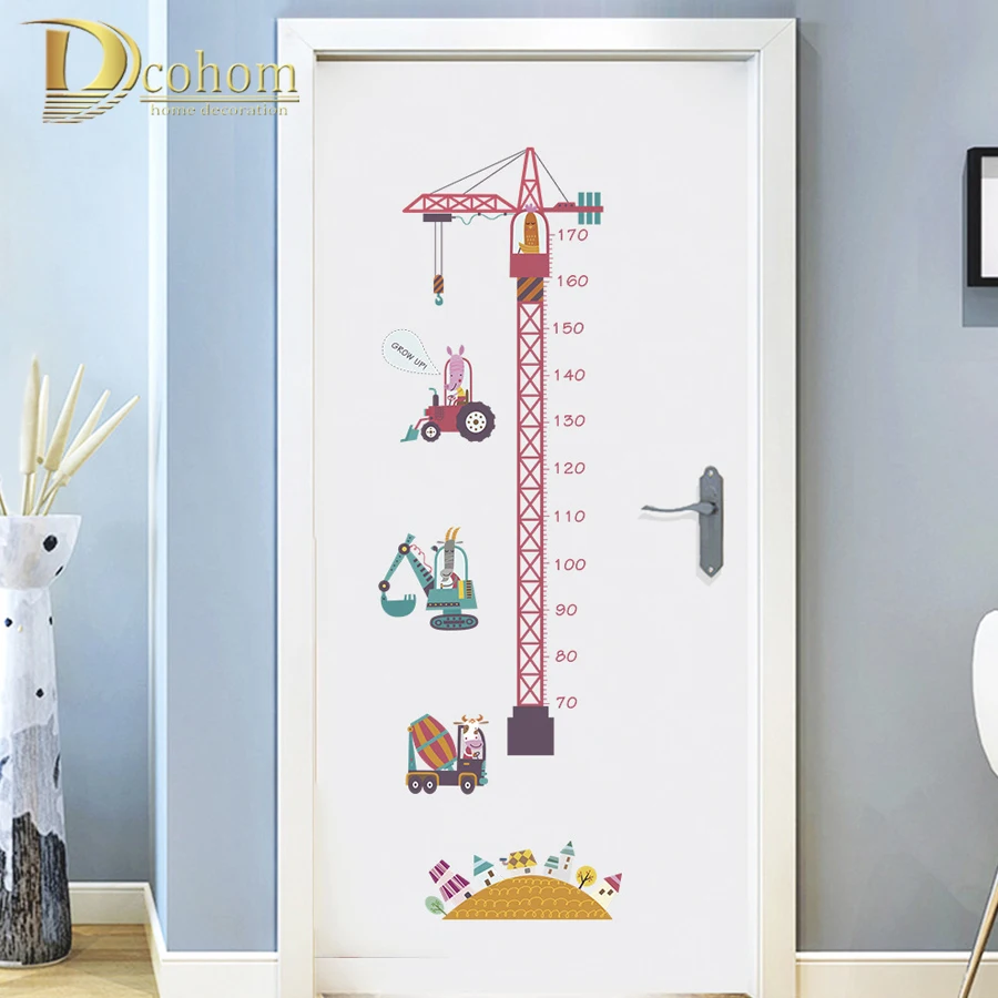 US $4.25 15% OFF|Cartoon Tower Crane Growth Chart Sticker Animal Height  Chart Wall Sticker Nursery Decor DIY Art Poster-in Wall Stickers from Home  & ...