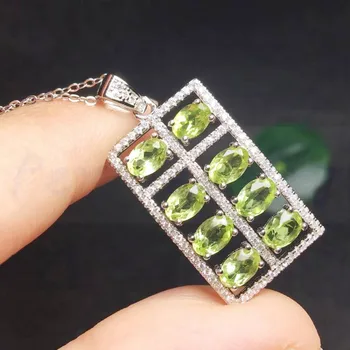 

Natural peridot or garnet or amethyst necklace pendant Free shipping 925 sterling silver Abacus style For men women T205292