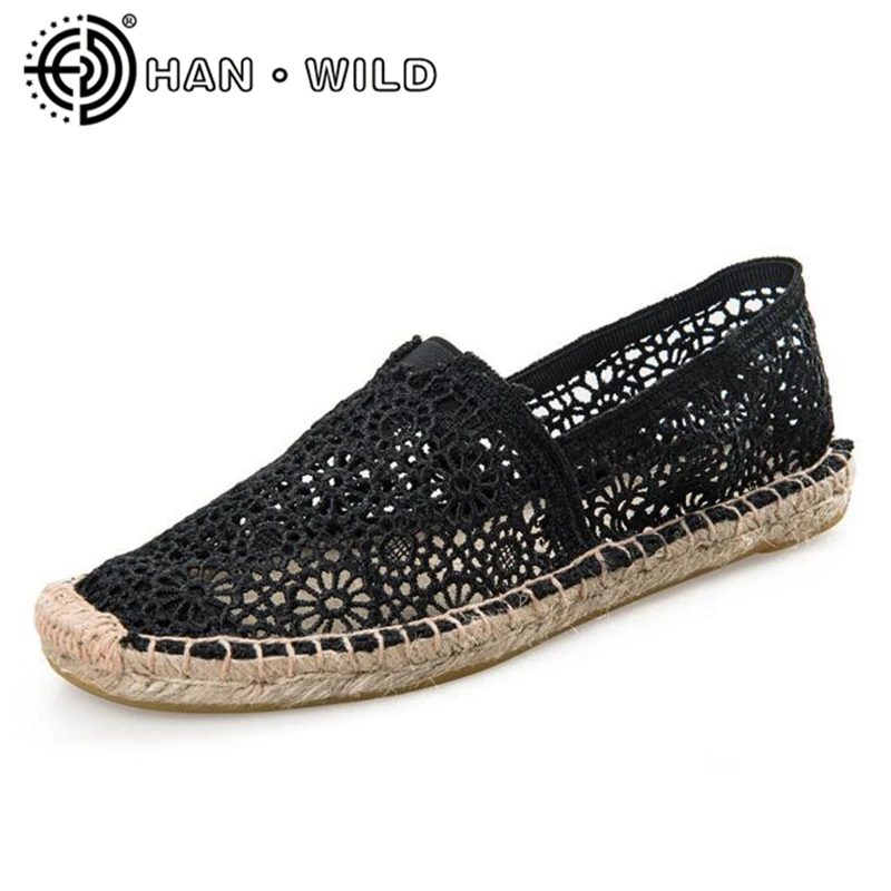 

Lace Fashion Hollow Out Espadrille Women Flats Hemp Bottom Fisherman Shoes Summer/Spring Women Loafers Ballet Flats
