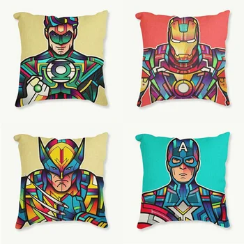 

Painting Super Decorative Cartoon Super Heroes Cushion Throw Pillows Mosaics The Avengers Pillowcase Iron Man 45*45cm