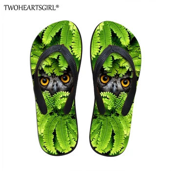 

Twoheartsgirl Casual Men's Flip Flops Home Bathroom Cool Owl Flip-flop Men's Flat Slippers Comfortable Non-slip Linen Flip Flops