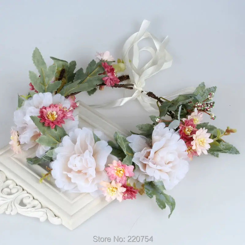Women Wedding Flower Wreath Headband Kids Party Floral Headband Garland