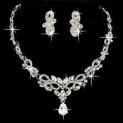 

JAVRICK Wedding Bridal Bridesmaid Party Crystal Rhinestone Necklace Earring Jewelry Sets Women 39286