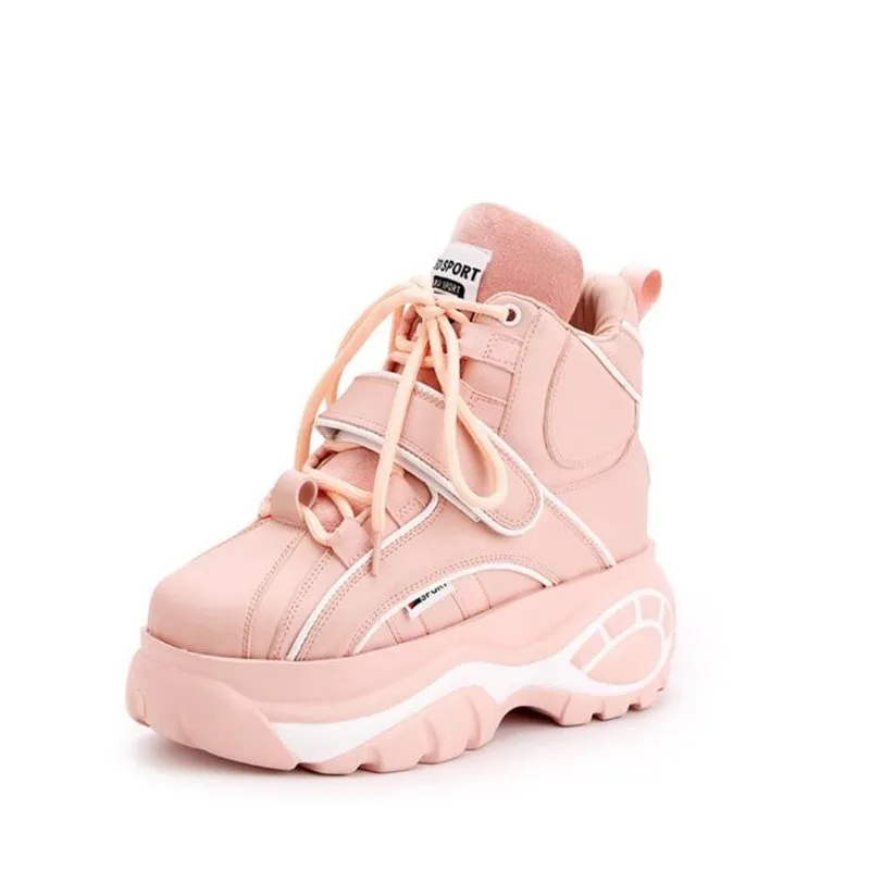 Fashion Casual Women Shoes Autumn Thick bottom High Platform Ankle Boots Comfortable Soft White Sneakers Winter Boots Woman - Color: pink