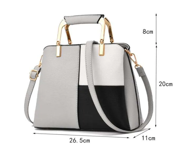 2018 New fashion color matching handbags wild medium large capacity ladies shopping office female Messenger bag shoulder bag     (20)