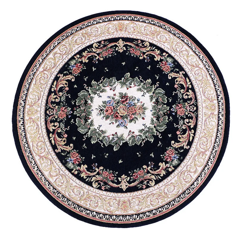 

Round Shape Europe Style Flowers Carpet Area Rug For Bedroom Livingroom Carpet Baths Mat Door Mat Anti-Slip Home Decoration 90cm