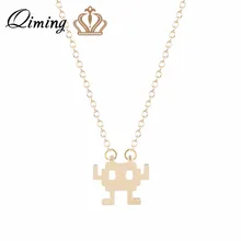 QIMING 10 unids/lote Cute Adventure collar con forma de robot hecho a mano Vintage hombres joyería de dibujos animados mujeres juego de compromiso collar Bijoux