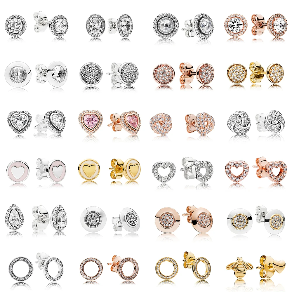 

NEW 100% 925 Sterling Silver Round Water Droplets Timeless Elegance Stud Earrings With Clear Cz Cubic For Women Jewelry Gift