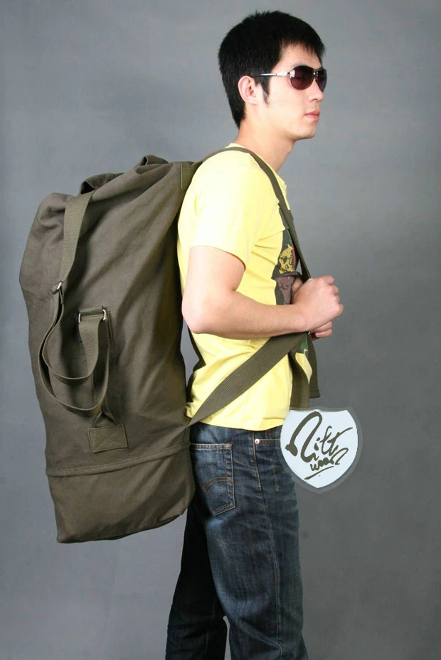 top load canvas duffle bags military style