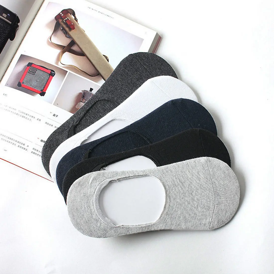 

Unisex Soft Cotton Socks Loafer Boat Non-Slip Invisible Low Cut No Show Socks Spring Summer Autumn