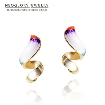 

Neoglory Light Yellow Gold Color Enamel Drop Earrings Teen Girl Statement Indian Jewelry Love Birthday Gifts 2020 New Fashion