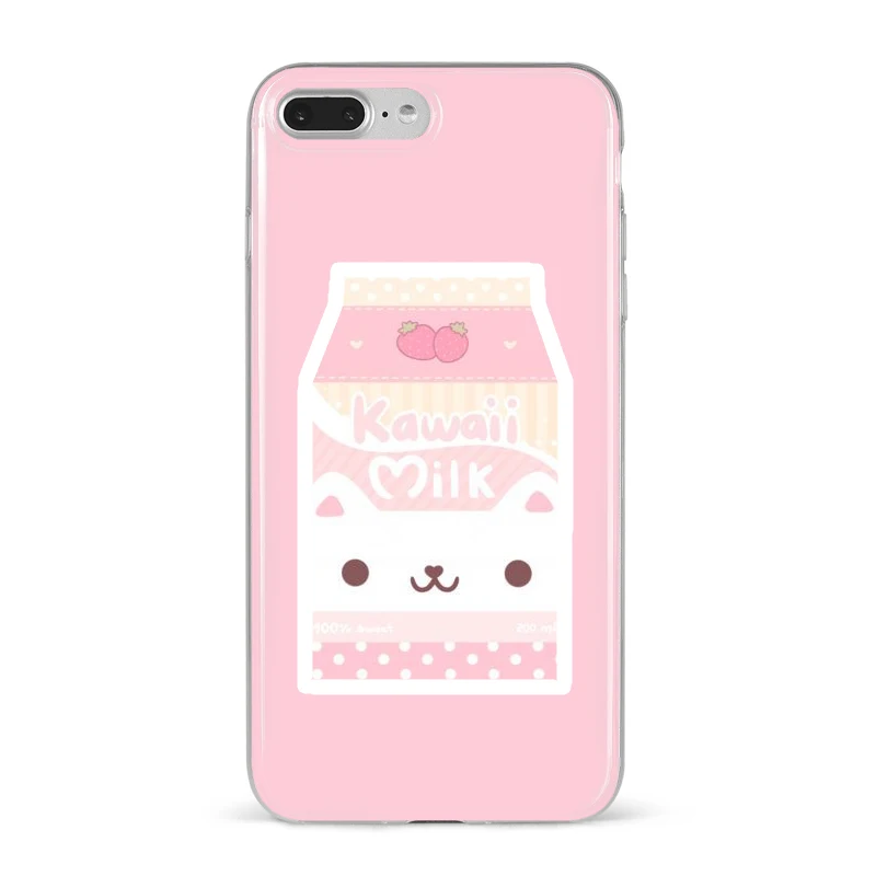 Милые Мультяшные животные Kawaii розовый Кот молоко чехол для телефона для Apple iPhone 8 7 6 6S Plus X 5 5S SE XS XR XS MAX Funda чехол для девочек