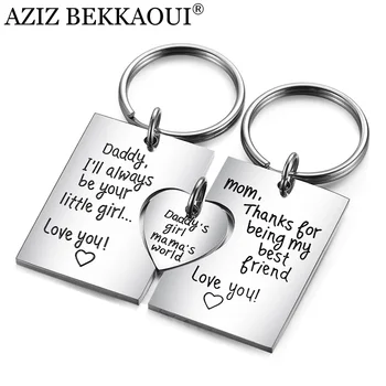 

AZIZ BEKKAOUI Unique Family Gift DIY Engrave Logo Stainless Steel Pendant Necklace Keychain Love Gift for Parents Daughter