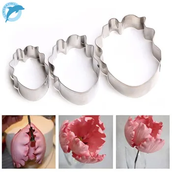 

LINSBAYWU 3pcs/set Parrot Tulip Petal Flower Cookie Cutter Cake Decorating Tools Fondant Sugarcraft Candy Cupcake Biscuit Molds