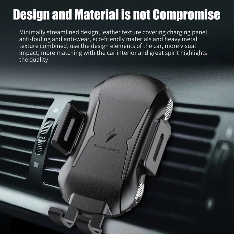 Wireless Car Charger Mount Adjustable Touch Sensor Auto Clamping Air Vent Phone Holder