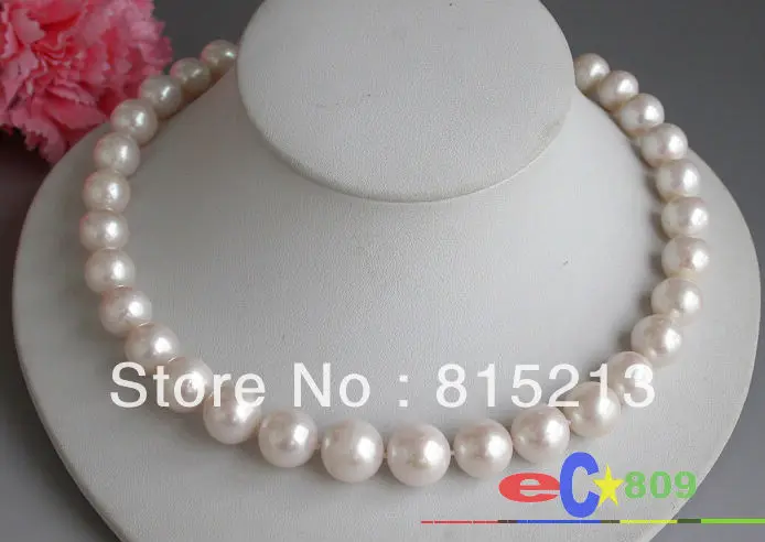 

ddh001732 HUGE REAL 17" 13mm ROUND WHITE PEARL NECKLACE 925SILVER MABE