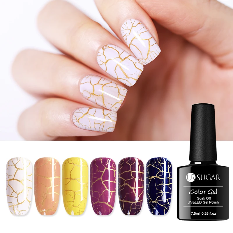 

UR SUGAR 7.5ml Crackling Gel Varnish Soak Off UV LED Gel Polish Long Lasting Nail Art Crackle Top and Base Coat Needed