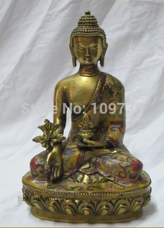 

003380 Beautiful Tibetan bronze Cloisonne medicinal herb Land of Medicine Buddha