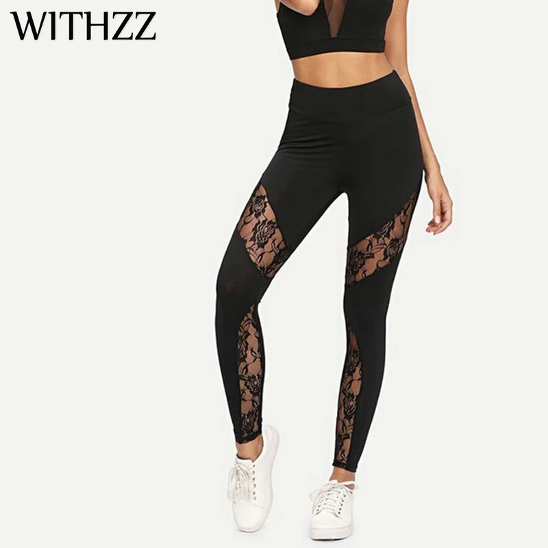 Женские сексуальные кружевные леггинсы WITHZZ женские с эффектом пуш ап джеггинсы