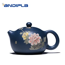 260 мл знаменитый yixing пион ручная роспись цветок фиолетовый глиняный заварочный чайник НЕОБРАБОТАННАЯ руда искусство Xishi горшок Chahai Zisha Зеленый Чай Чайники Tieguanyin