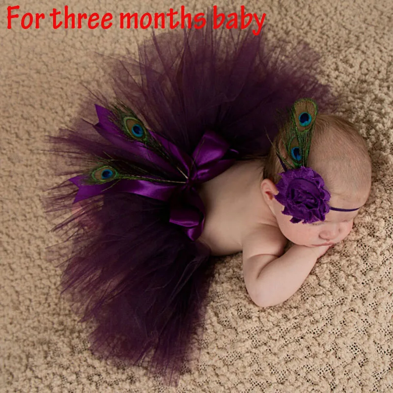 Реквизит для фотосессии новорожденных; Детский костюм; наряд принцессы; юбка-пачка для малышей; повязка на голову; реквизит для фотосессии с реальным фото - Цвет: For three month