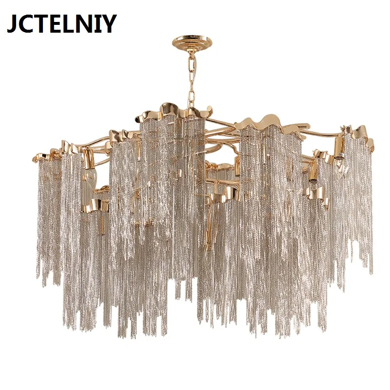 Deluxe creative tassel chandelier hand braided chain lamp LED living