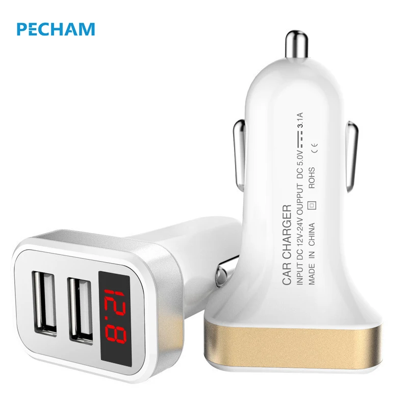 5V 3.1A output Dual USB Car Charger with Voltage diagnostic Smart Auto Adapter for Iphone 7S 7 Xiaomi Huawei | Автомобили и