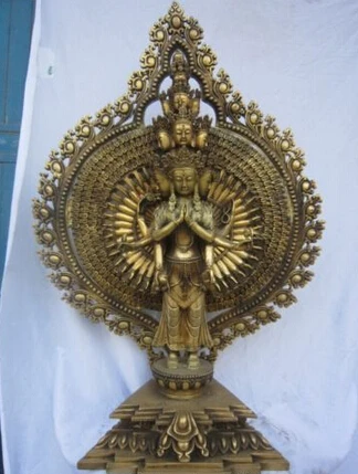 

JP S0524 32" Tibet Chinese Tibetan Brass 1000-Arms Avalokiteshvara Buddha Goddess Statue