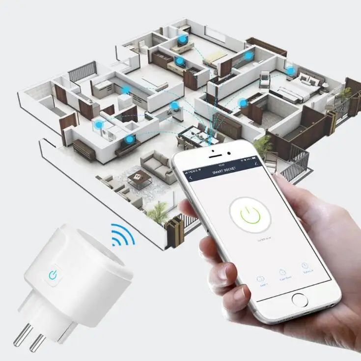 Mini Wifi Smart Socket EU Power Plug 220V Works with Amazon Alexa Google Home Mobile APP Remote Control