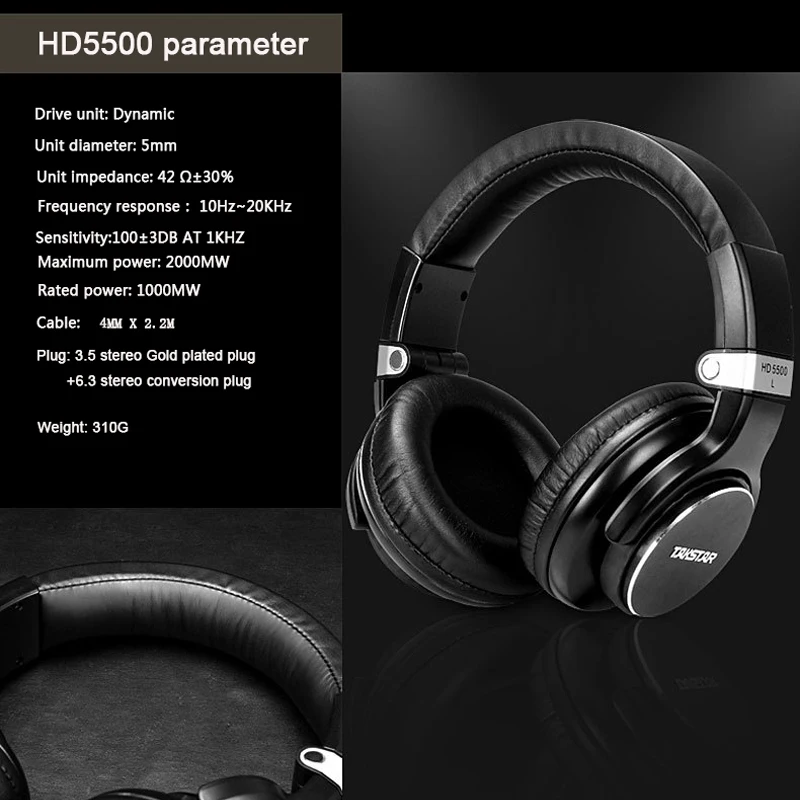 Оригинальные наушники TAKSTAR HD5500 DJ гарнитура Музыкальный монитор аудио наушники Профессиональный монитор динамические наушники для ПК