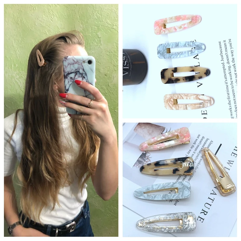 

New Fashion Women Vintage Hair Pin Clip Leopard Hair Clip Geometric Water Drop Shape Hairpin Clips Hair Styling Accessories